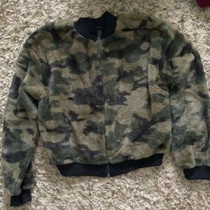 Cozy, fury, camp, zip up jacket